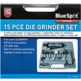 Bluespot 15pc Mini Air Die Grinder Tool Polishing Stone Set Kit 1/4" & 1/8"